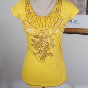 South Pole Jewelled short sleeves shirt top.size S